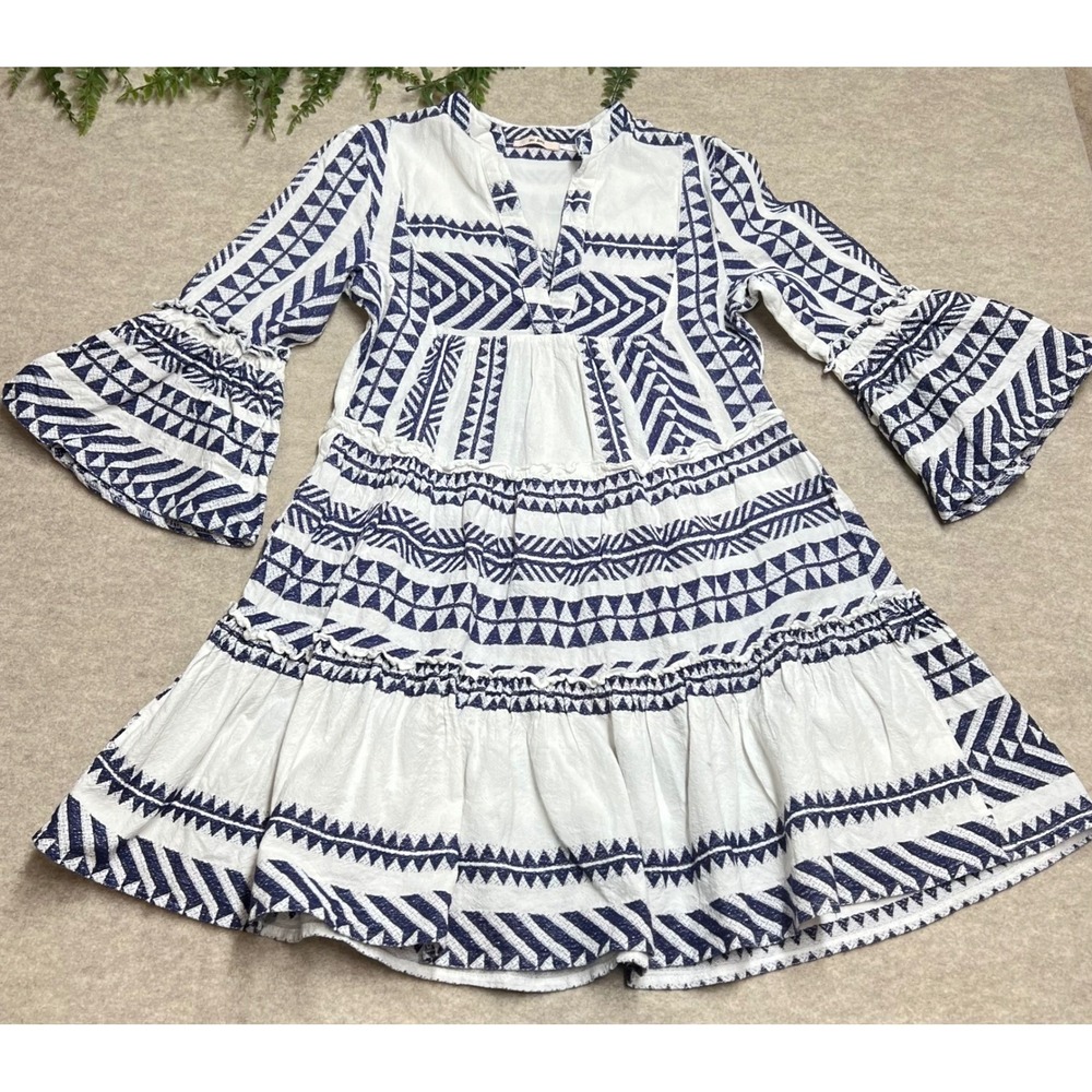 Mi Ami Boho Aztec Print Dress EUC Sz S Festival Western Tiered Cotton Relaxed‎